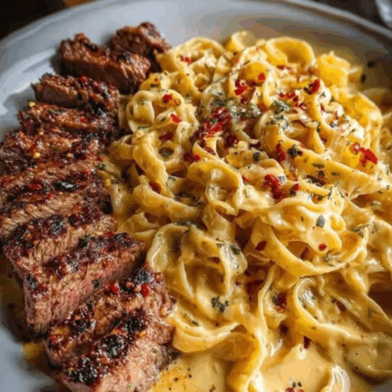 Spicy Cajun Steak with Creamy Fettuccine Alfredo