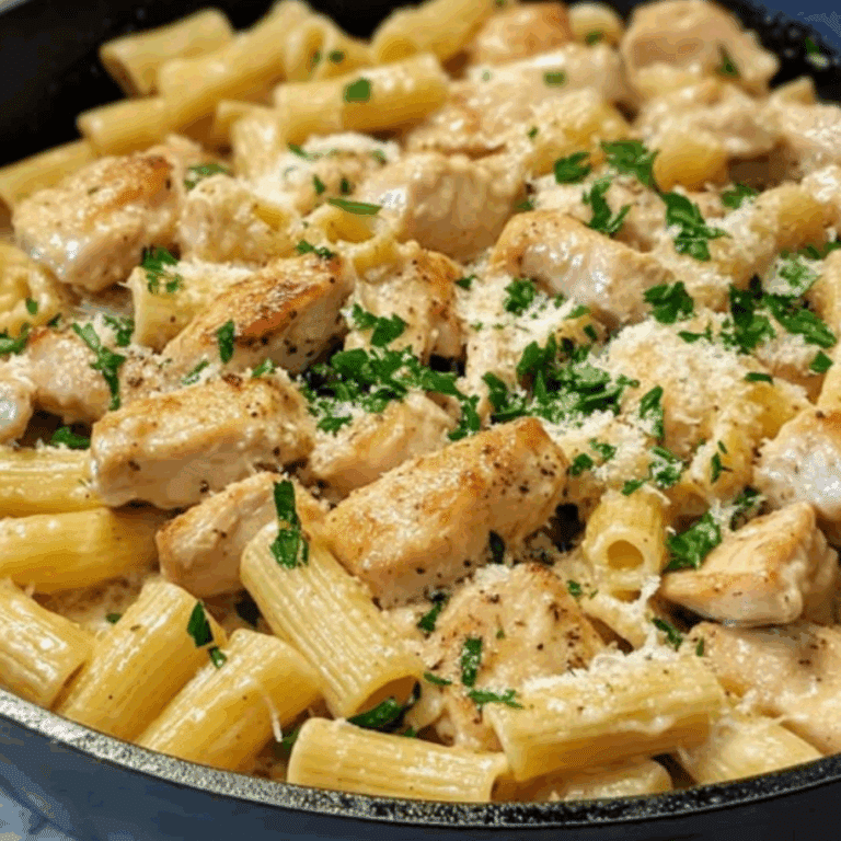Garlic Butter Chicken with Parmesan Rigatoni Pasta