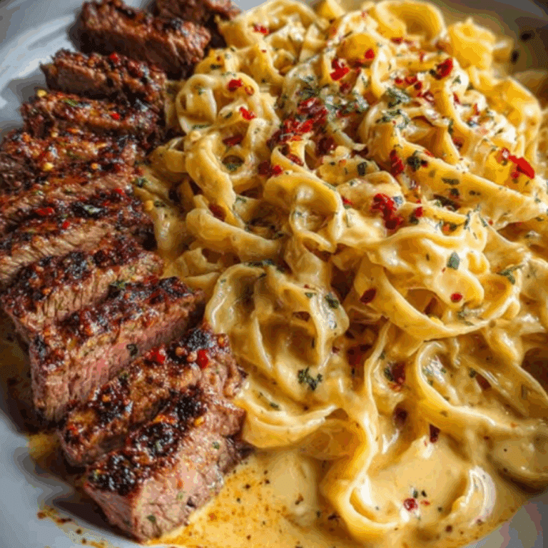 Spicy Cajun Steak with Creamy Fettuccine Alfredo