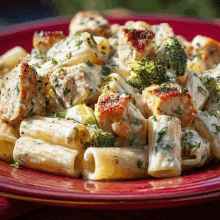 Creamy Garlic Herb Chicken Pasta with Roasted Broccoli & Mozzarella
