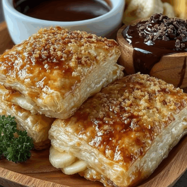 Banana and Cheese Puff Pastry with Dark Chocolate Dip