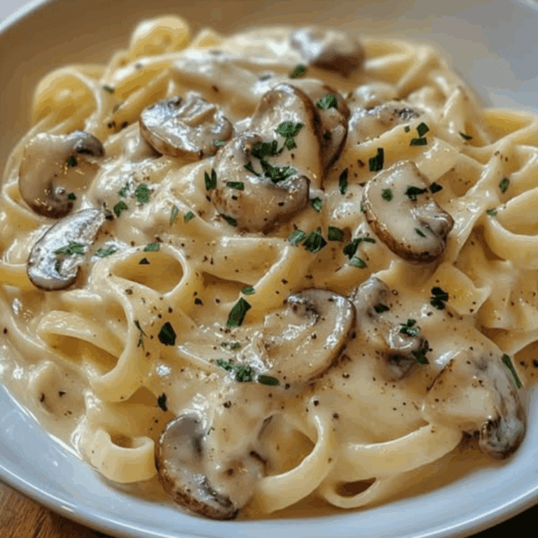 Creamy Chicken Mushroom Fettuccine Alfredo