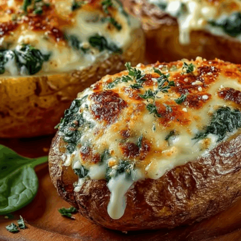 Baked Potatoes with Cheese and Spinach