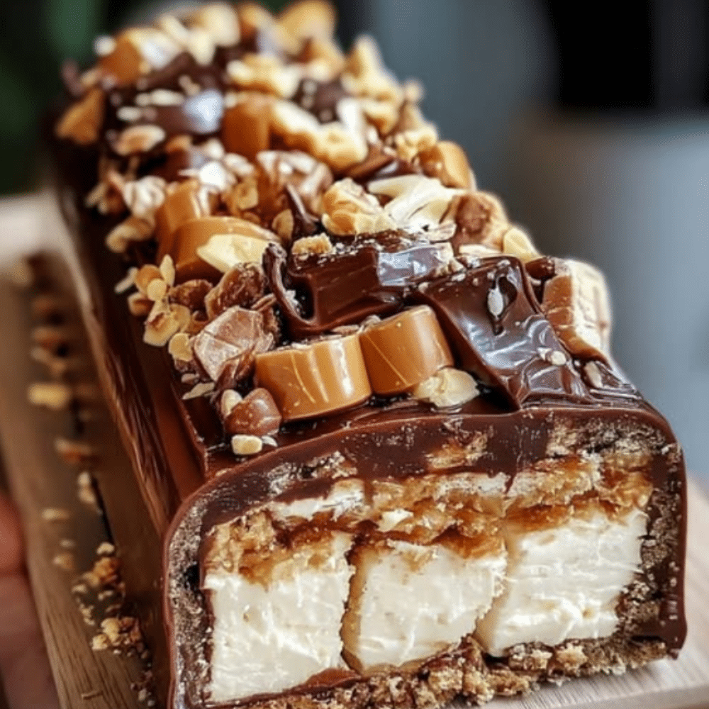 Homemade Snickers Yule Log