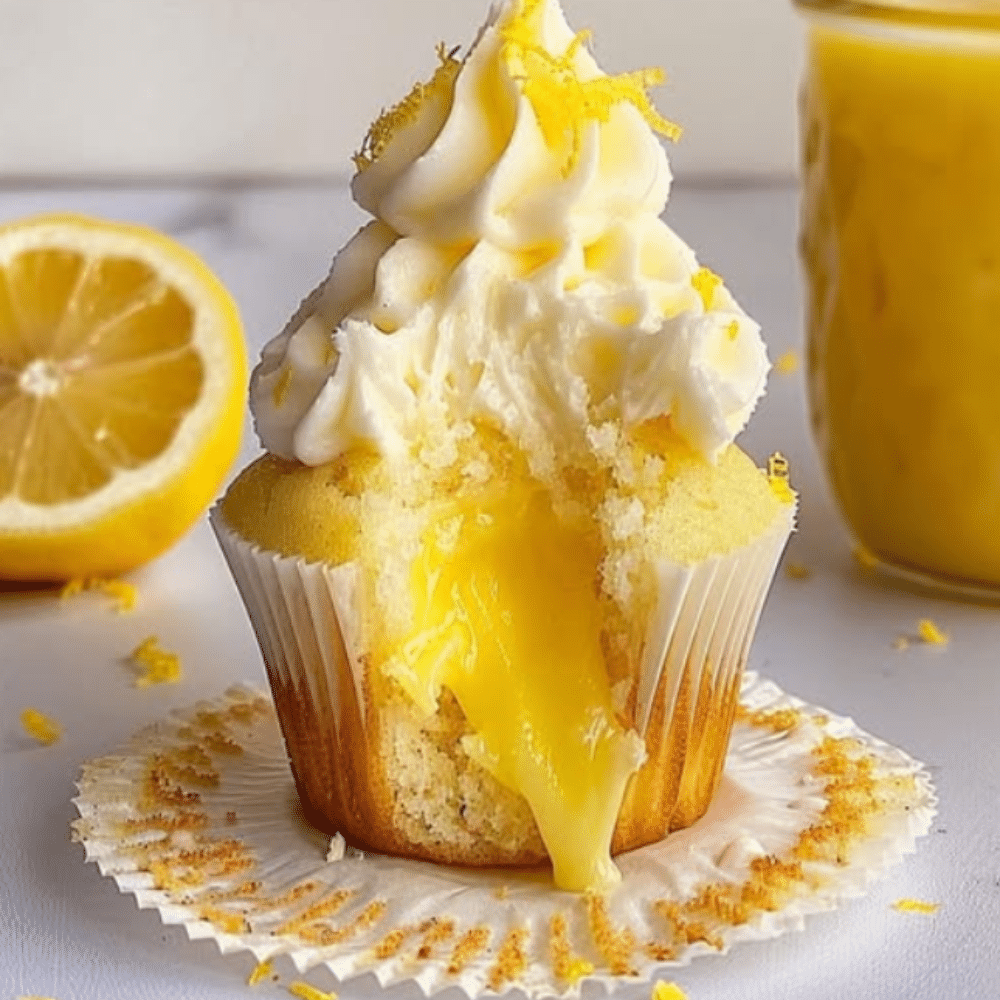 Lemon Cupcakes with Homemade Lemon Curd Filling 🍋