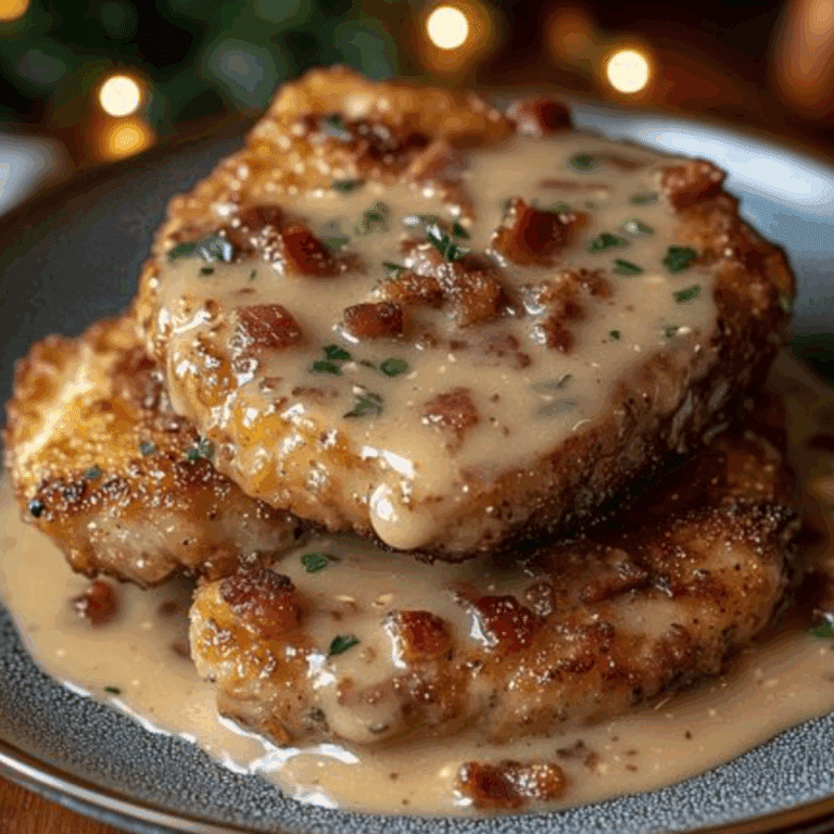 Crispy Country Fried Pork Chops with Creamy Bacon Gravy