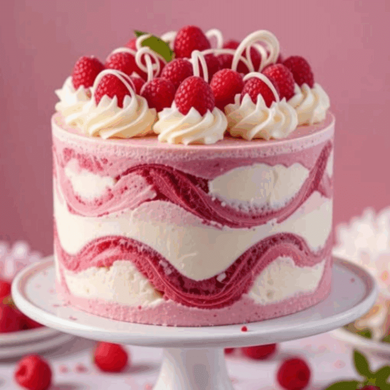 Raspberry Swirl Ice Cream Cake