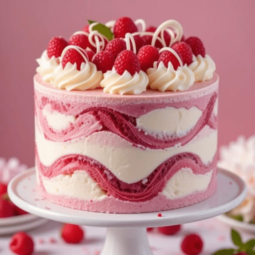 Raspberry Swirl Ice Cream Cake