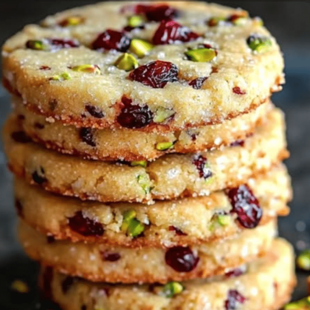 Cranberry Pistachio Shortbread Cookies