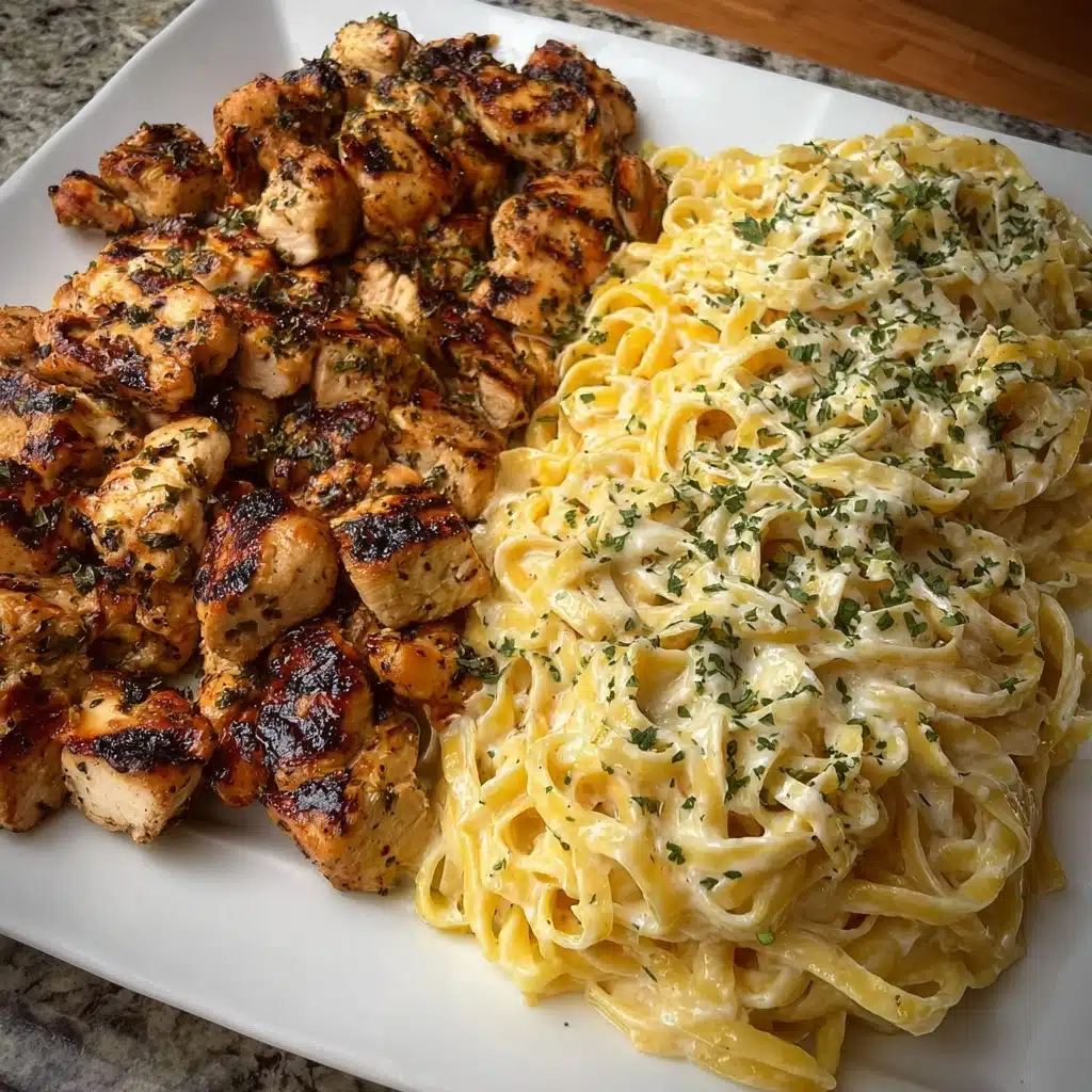 Garlic Herb Chicken & Fettuccine Alfredo Recipe - Recipe Image