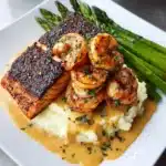 Blackened Salmon with Shrimp Cream Sauce Recipe