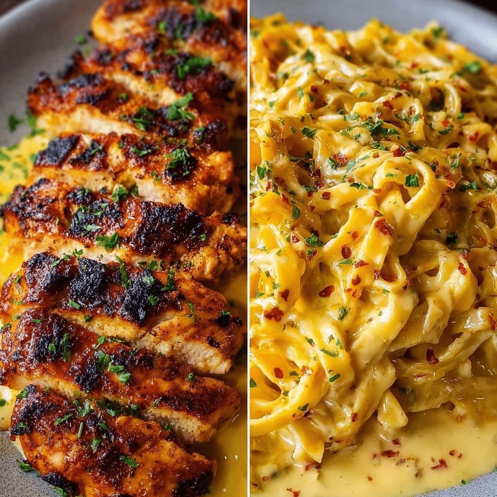 Creamy Mozzarella Chicken Linguine in Garlic Cajun Butter Recipe - Recipe Image