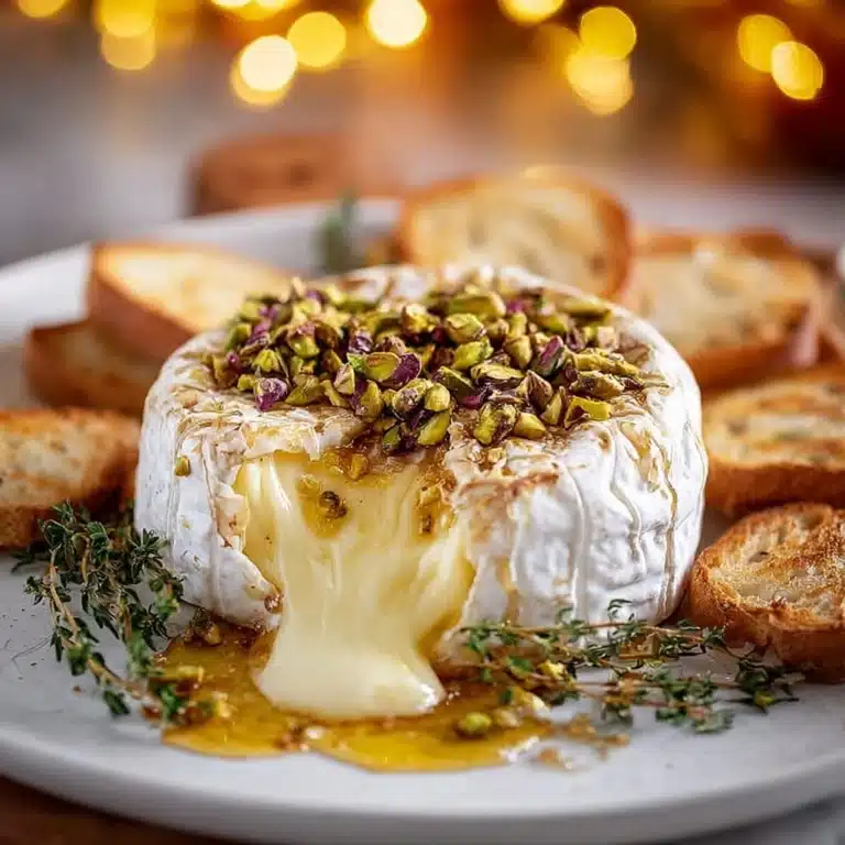 Whole Baked Camembert with Hot Honey & Pistachio Crunch Recipe