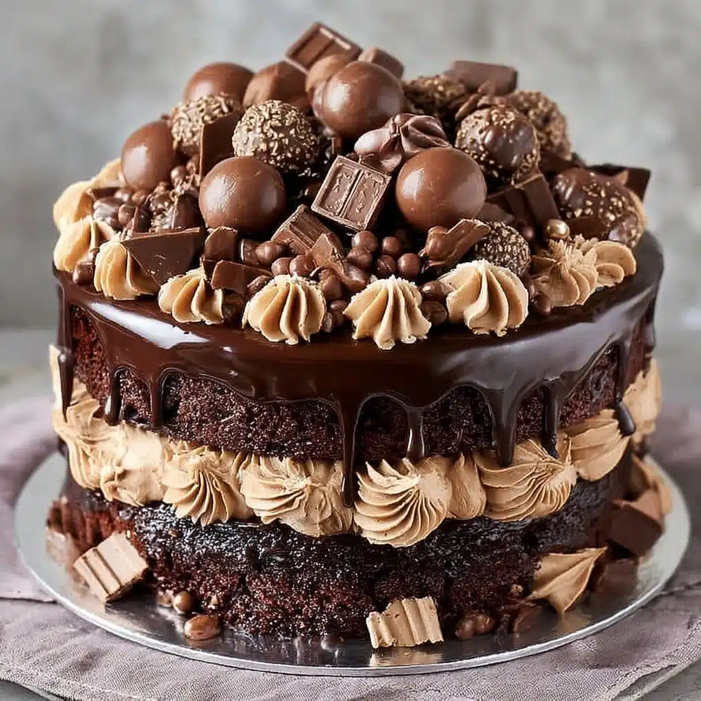 Triple Chocolate Drip Cake with Truffles & Ganache Drip Recipe - Recipe Image