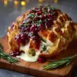 Garlic Herb Sourdough Stuffed with Brie and Cranberry Recipe