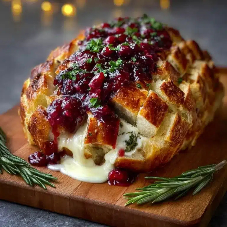 Garlic Herb Sourdough Stuffed with Brie and Cranberry Recipe