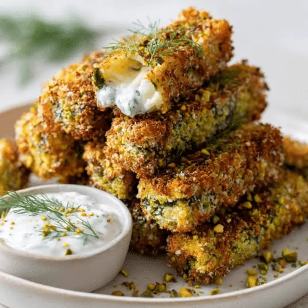 Pistachio-Crusted Feta Sticks with Dill Yogurt Dip