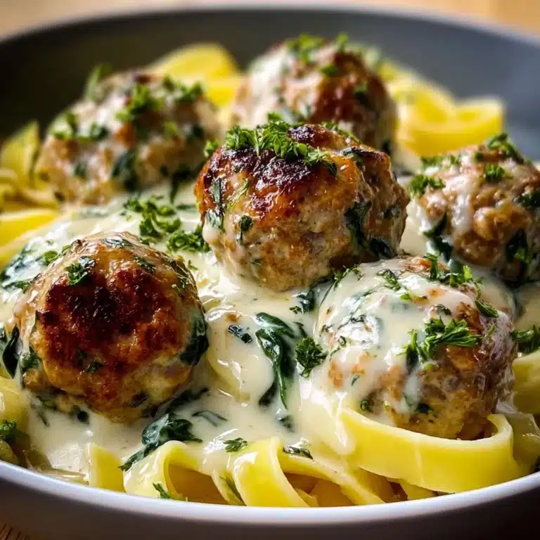 Chicken Ricotta Meatballs with Spinach Alfredo Sauce Recipe