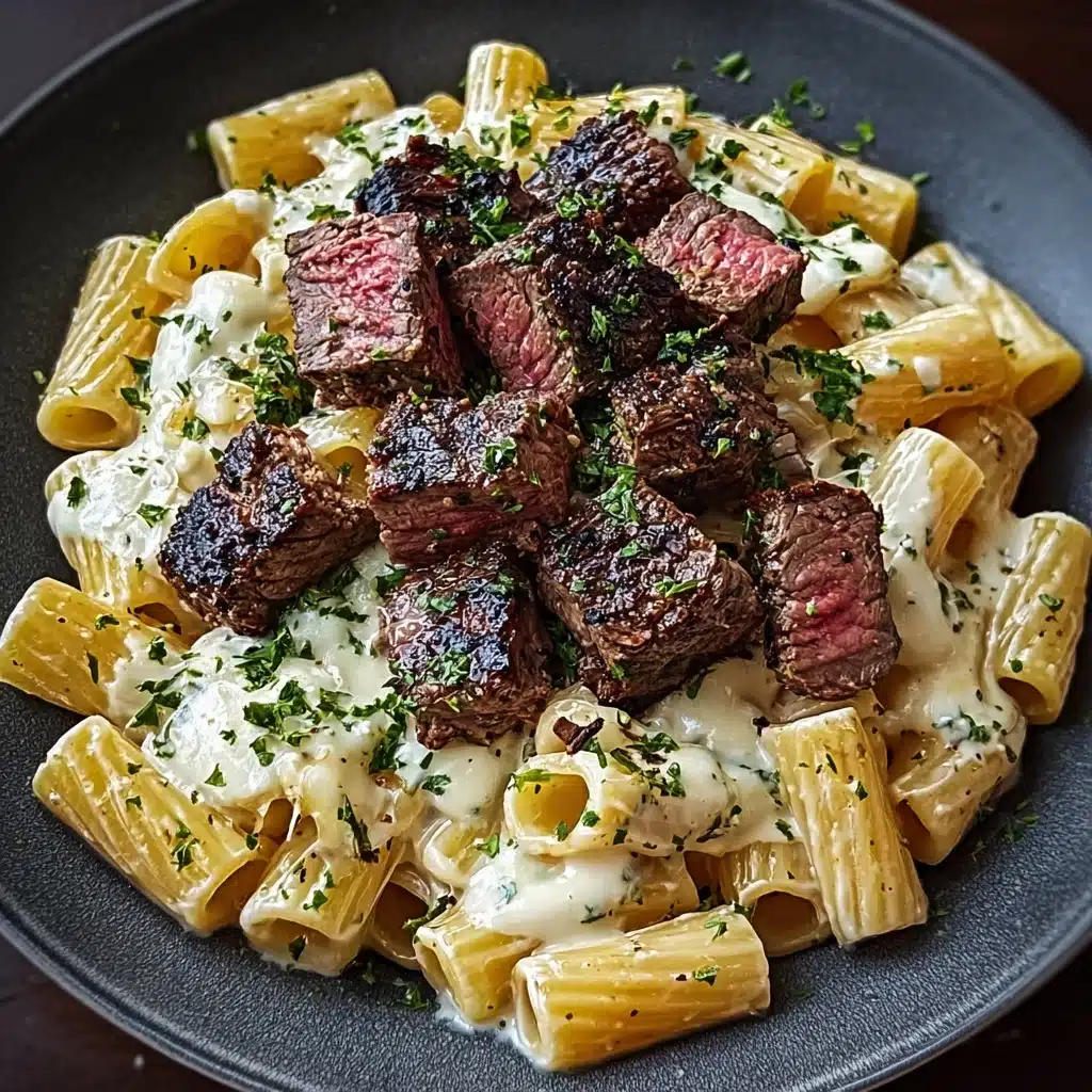 Garlic Butter Steak Tips with Cheesy Rigatoni Recipe - Recipe Image