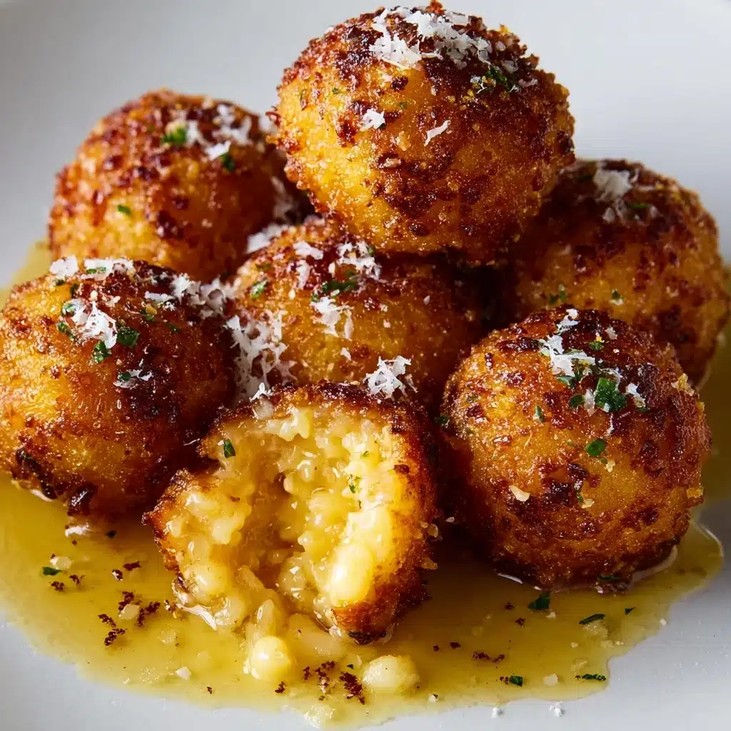 Golden Saffron & Parmesan Arancini with Truffle-Honey Glaze Recipe - Recipe Image