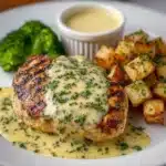 Creamy Garlic Parmesan Chicken over Garden Crunch Salad Recipe