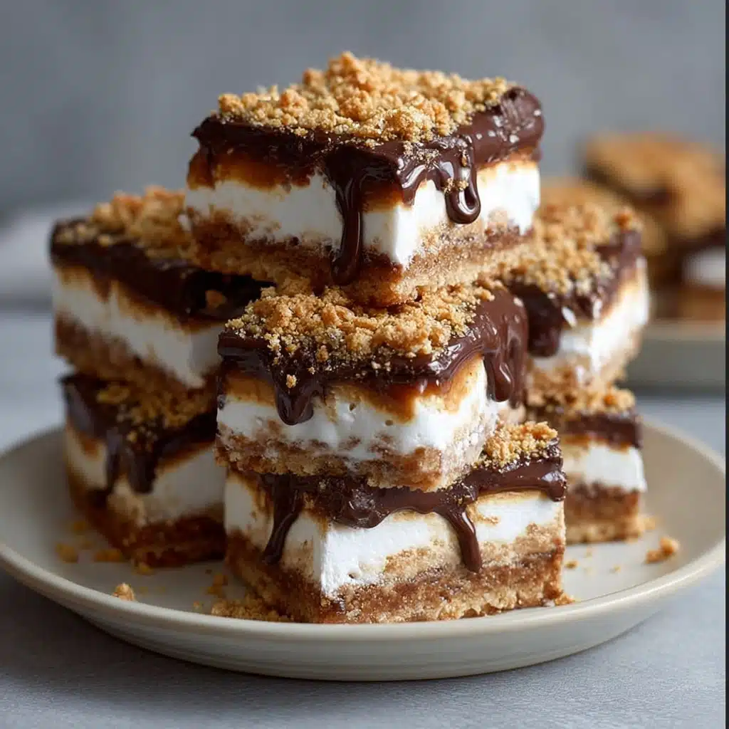Gooey Summer S'mores Bars with Toasted Marshmallow Topping Recipe - Recipe Image