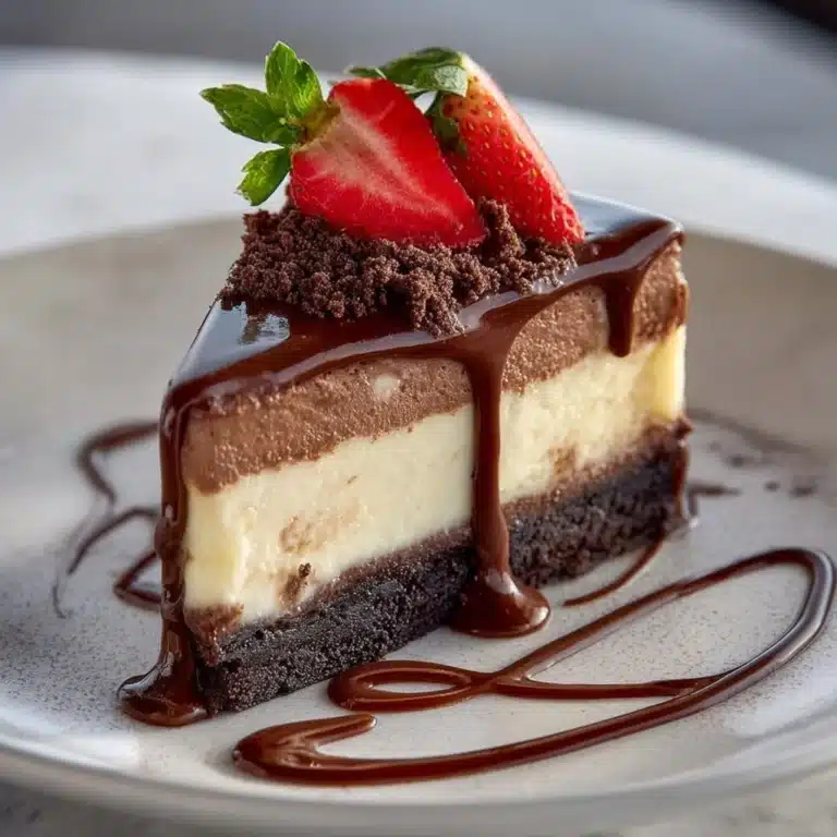 Decadent Layered Triple Chocolate Cheesecake Delight Recipe