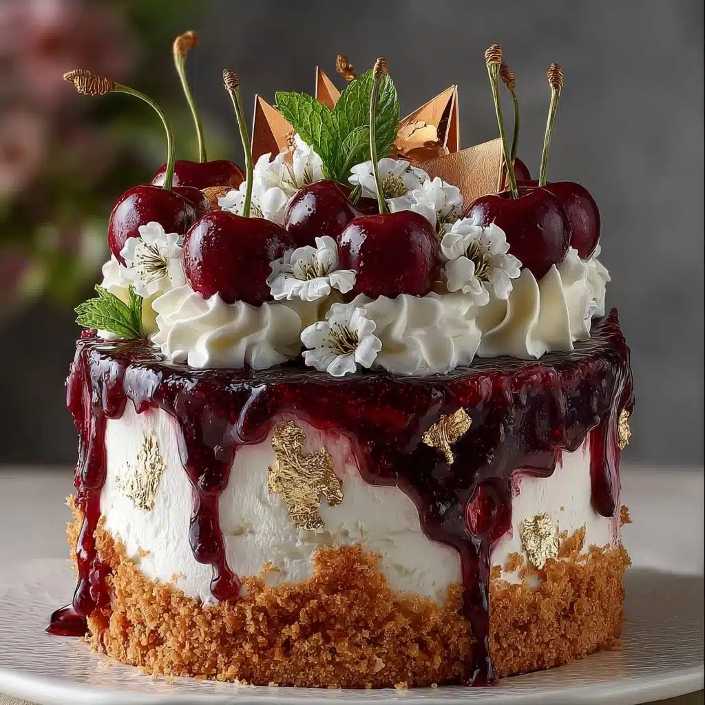 Luxurious Cherry Cream Drip Cake Recipe - Recipe Image