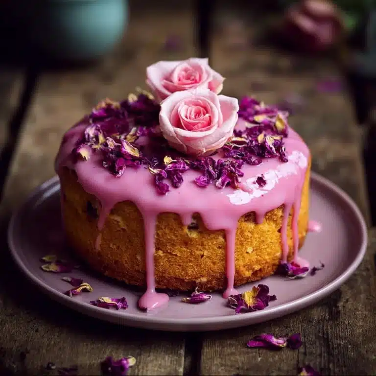Rose Pistachio Cake with Pink Glaze Recipe