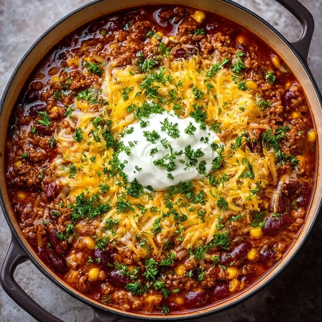 Cheesy Ground Beef Enchilada Chili Recipe - Recipe Image
