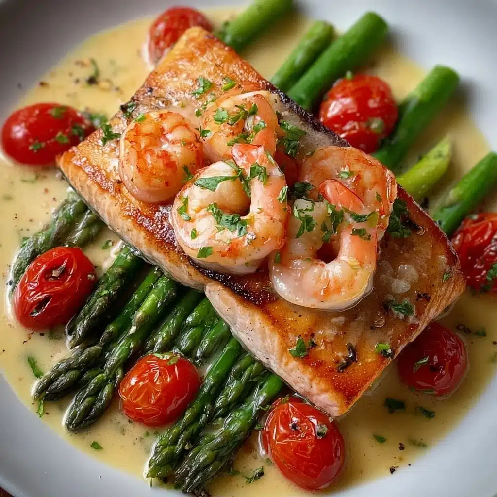 Salmon & Shrimp in Creamy White Wine Garlic Butter Sauce Recipe - Recipe Image
