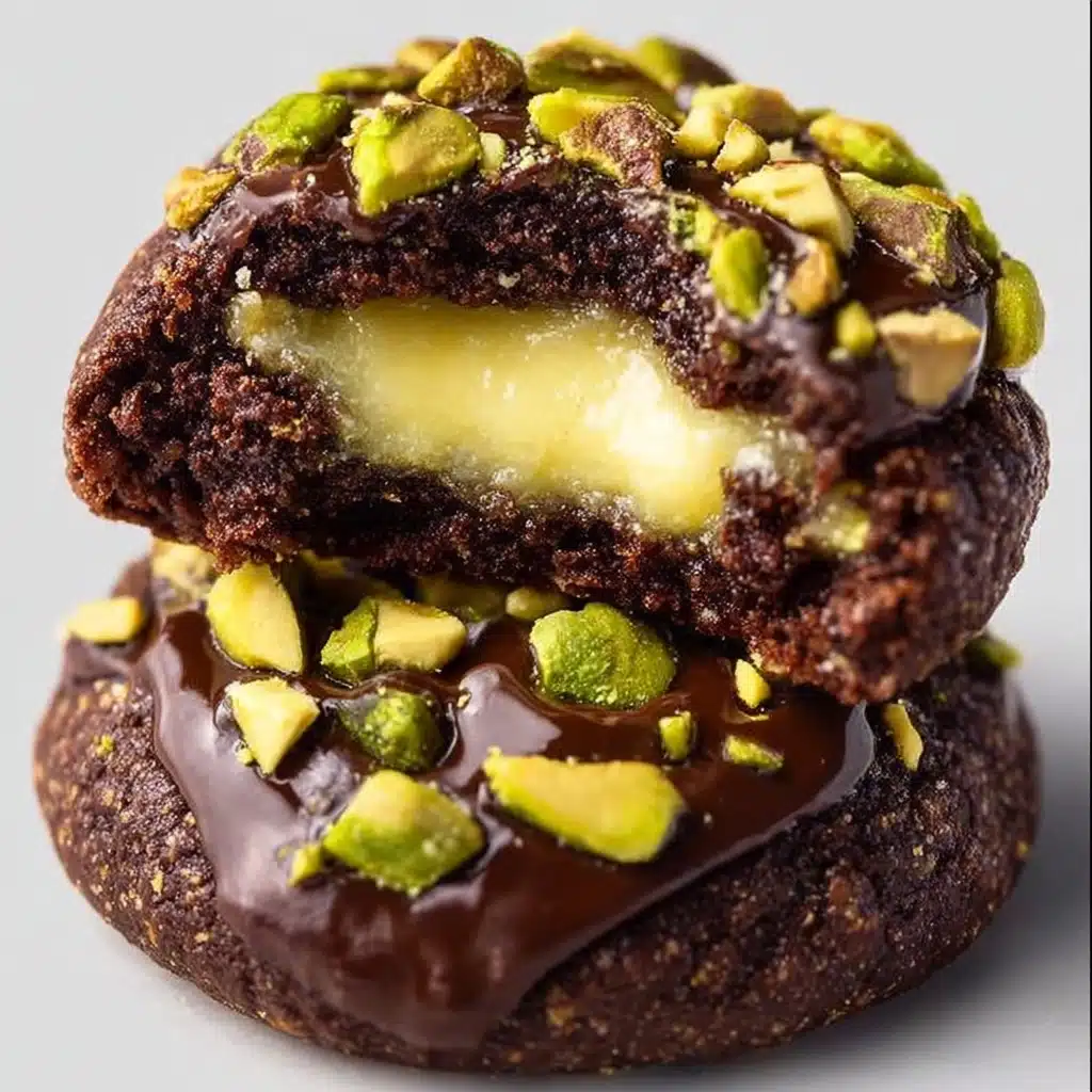 Chocolate Pistachio Cream Thumbprint Cookies Recipe - Recipe Image