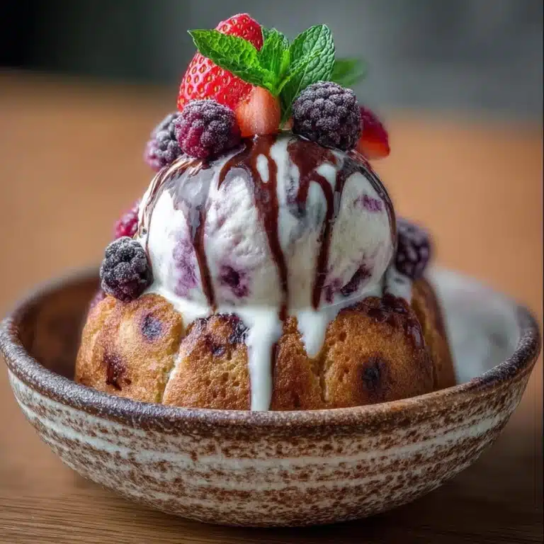 Berry Lava Cake with Ice Cream Recipe