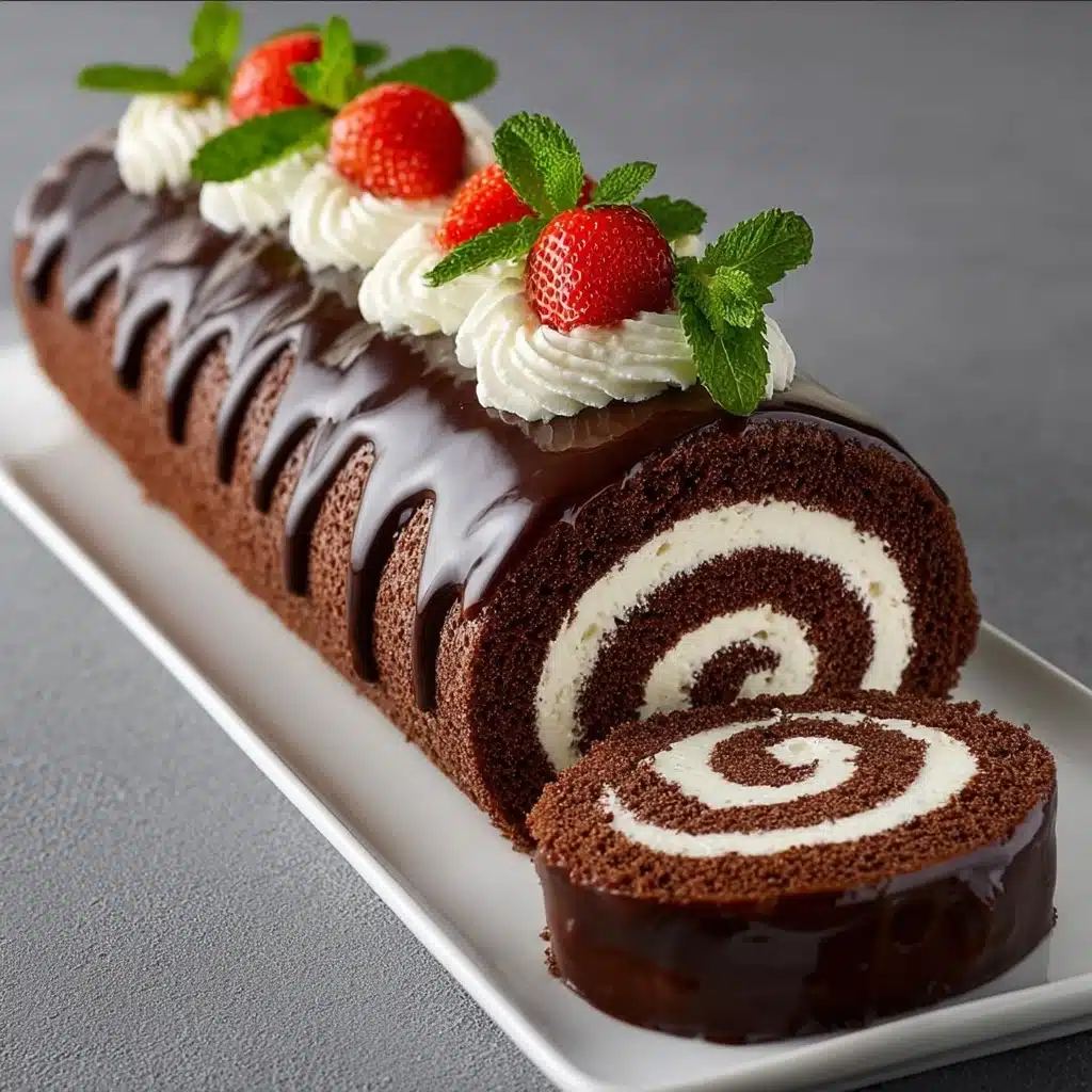 CHOCOLATE SWISS ROLL WITH STRAWBERRY Recipe - Recipe Image