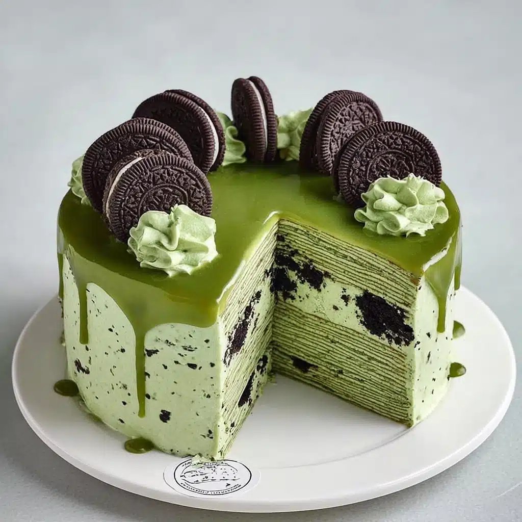 Matcha Oreo Crepe Cake Recipe - Recipe Image
