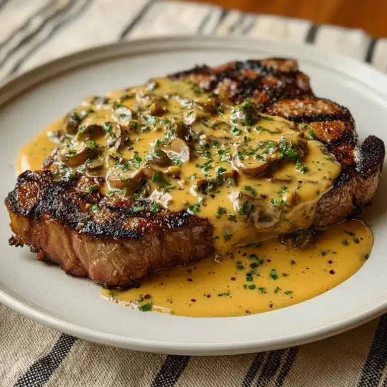 Steak with Haunted Bourbon Garlic Cream Sauce Recipe