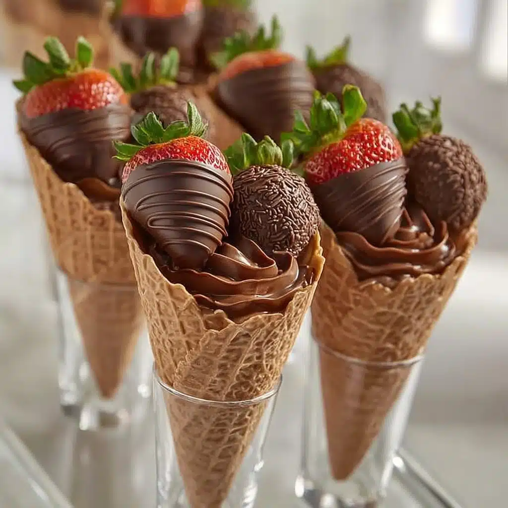 Chocolate Strawberry Dessert Cones Recipe - Recipe Image