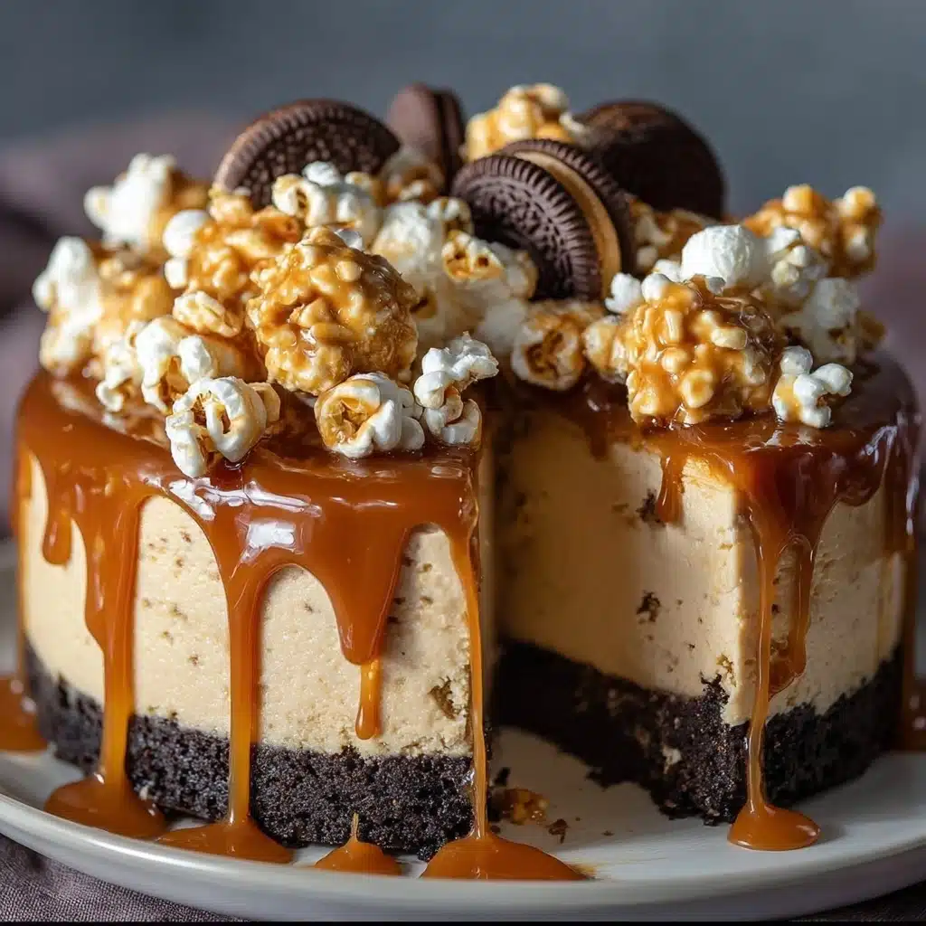 Salted Caramel Popcorn Oreo Cheesecake Recipe
