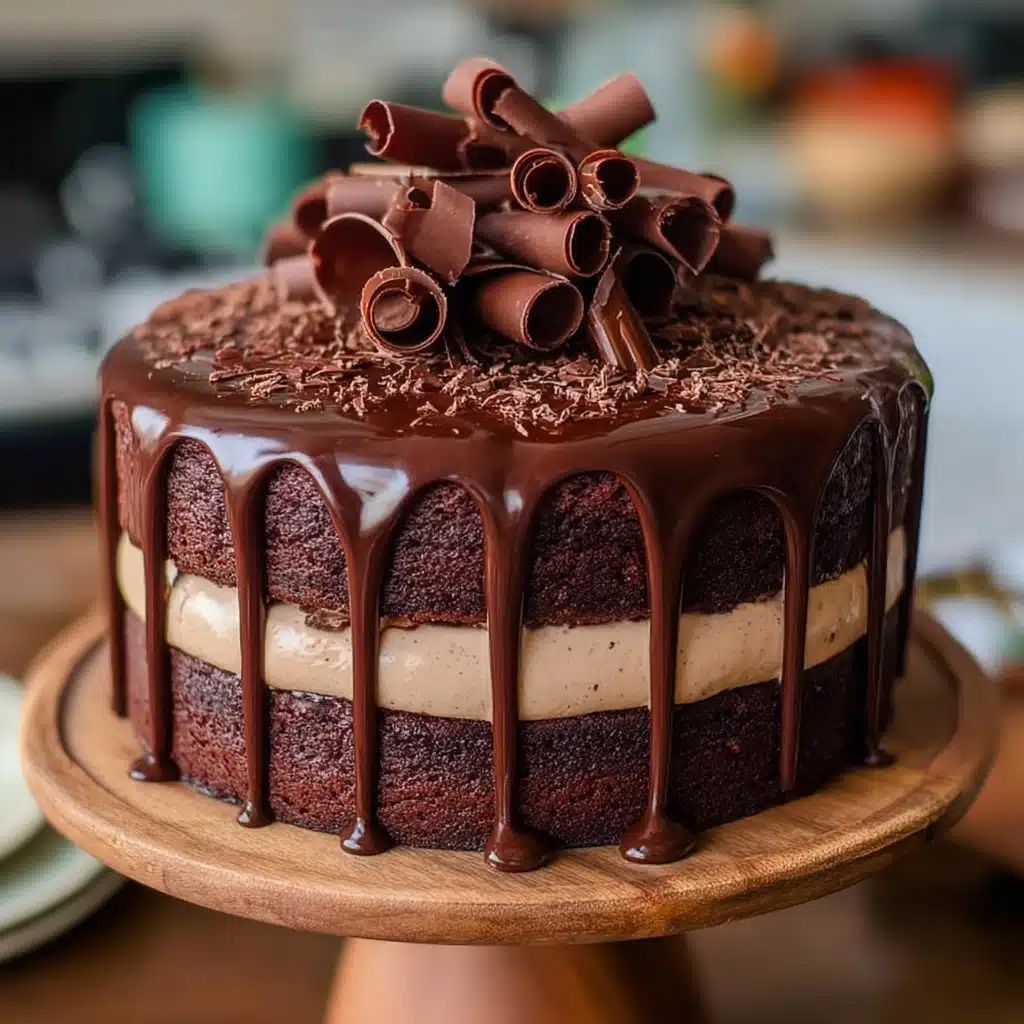 Double-Layer Chocolate Ganache Cake with Chocolate Curls Recipe