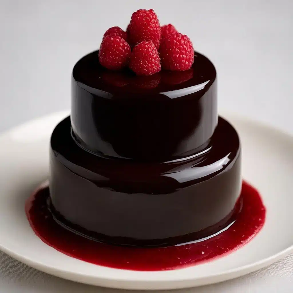 Chocolate Mirror Glaze Cake with Raspberry Coulis Recipe - Recipe Image