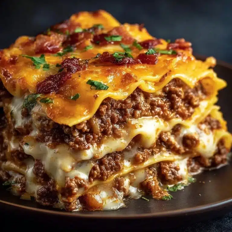 Parmesan Garlic Bacon Cheeseburger Lasagna Recipe
