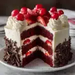 Red Velvet Cheesecake Cake with Strawberry Topping Recipe