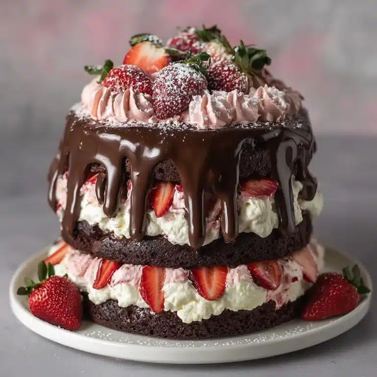 Strawberry and Cream Chocolate Drip Cake Recipe
