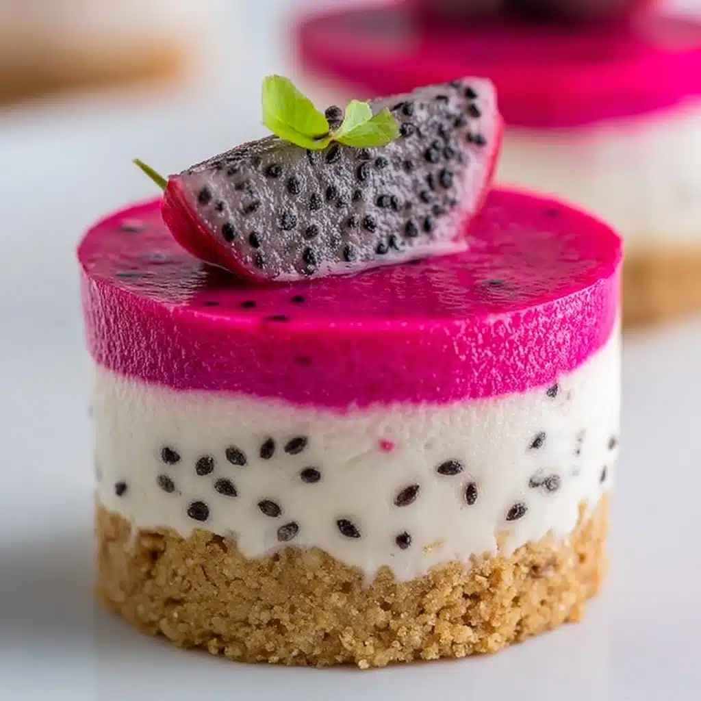 No-Bake Dragon Fruit Mini Cheesecakes Recipe - Recipe Image