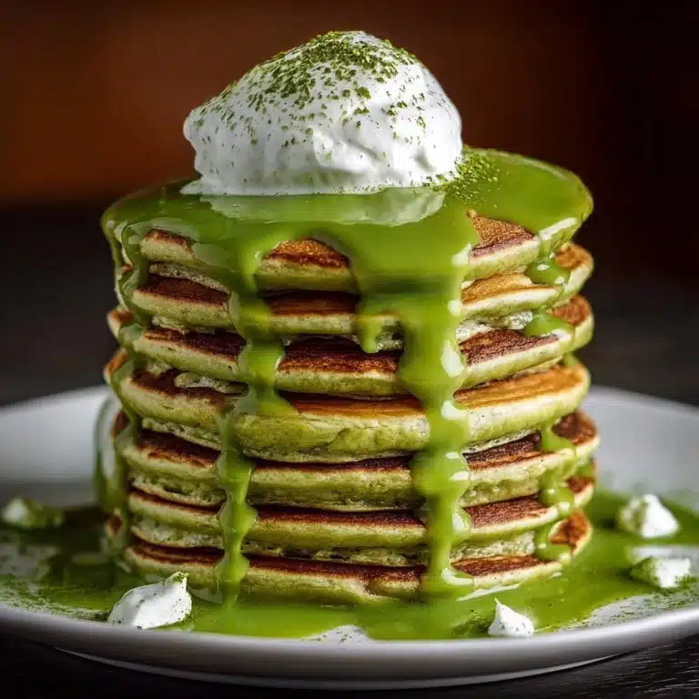Fluffy Matcha Pancakes with Matcha Sauce Recipe