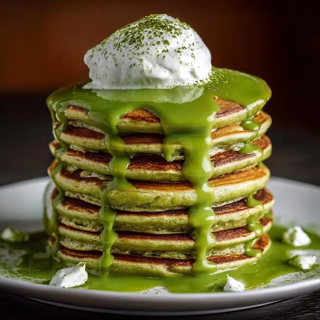 Fluffy Matcha Pancakes with Matcha Sauce Recipe - Recipe Image