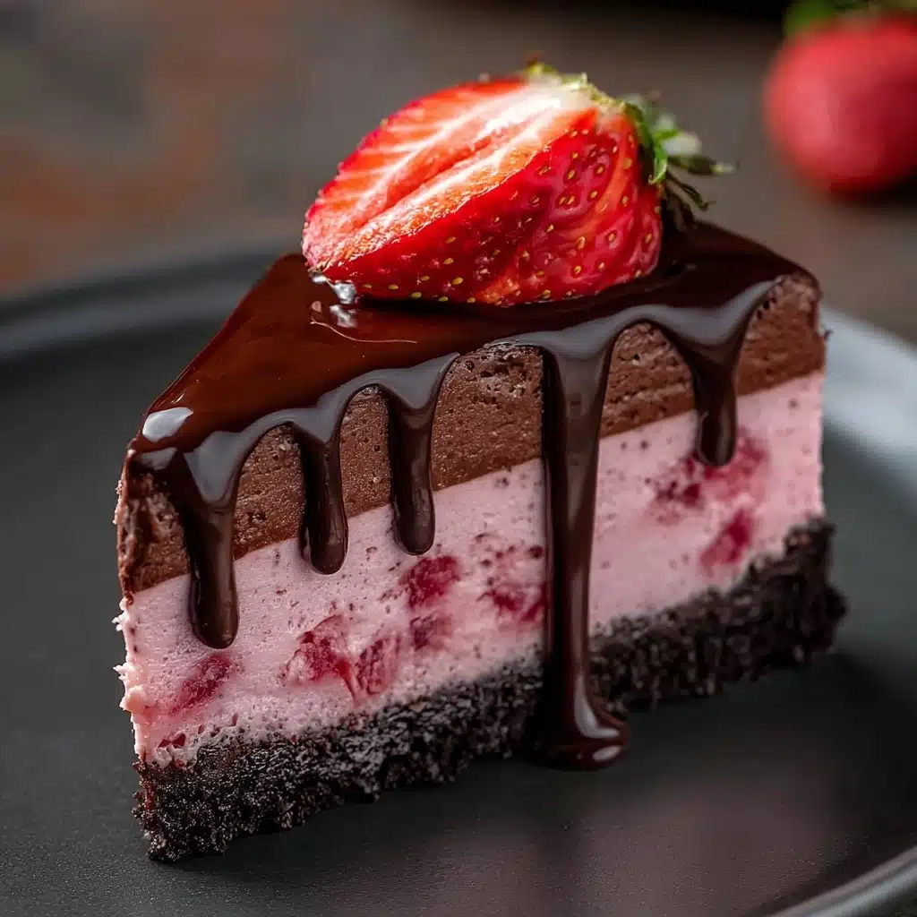 Chocolate Strawberry Mousse Cake Slice Recipe - Recipe Image