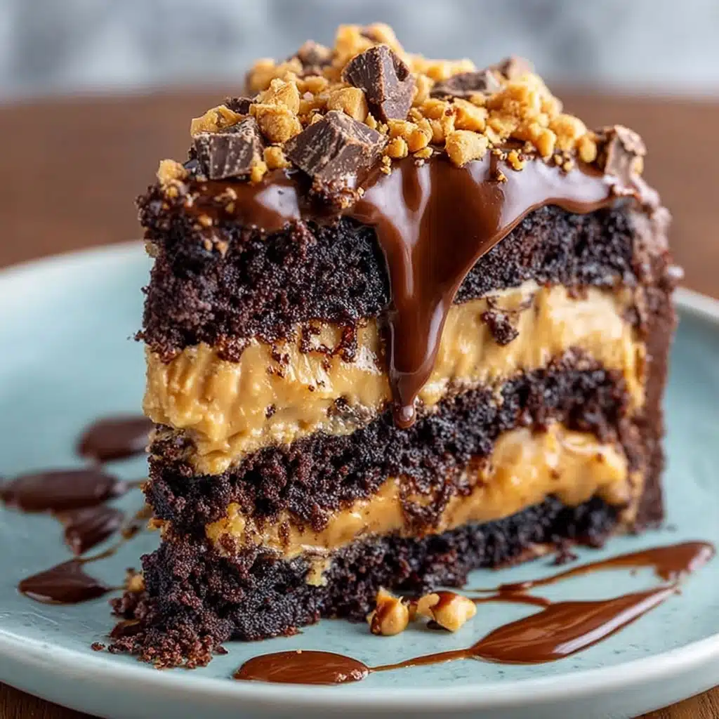 Heavenly Chocolate Peanut Butter Ooey Gooey Cake Recipe - Recipe Image