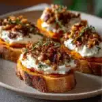Crostini with Chili Crunch & Pecan Candy Recipe
