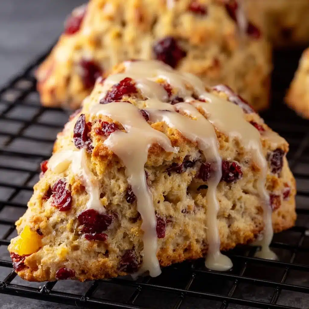 Orange Cranberry Scones with Cinnamon Citrus Glaze Recipe - Recipe Image